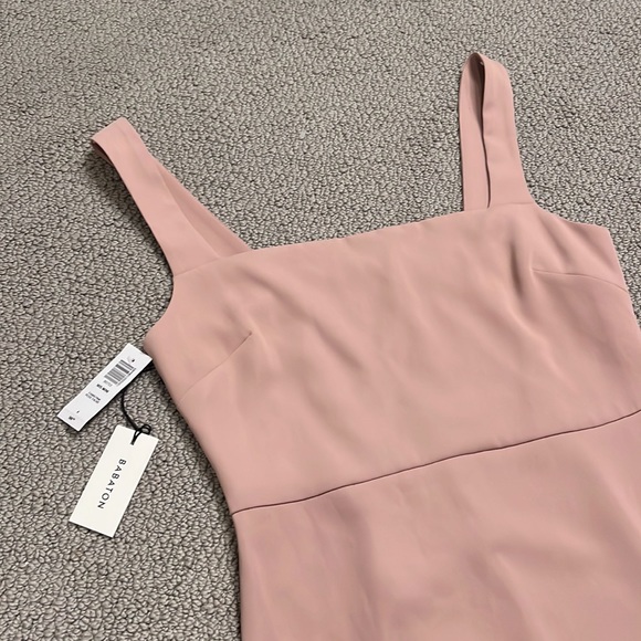 Aritzia Babaton 90s Mini Dress Fawn Pink Square Neck NEW 4 - Picture 5 of 7